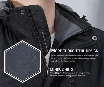 SPOSULEI Mens Skiing Jackets with Hoode Snowboarding Waterproof Fleece Liner Coats Windproof Winter Raincoat Multi Pockets