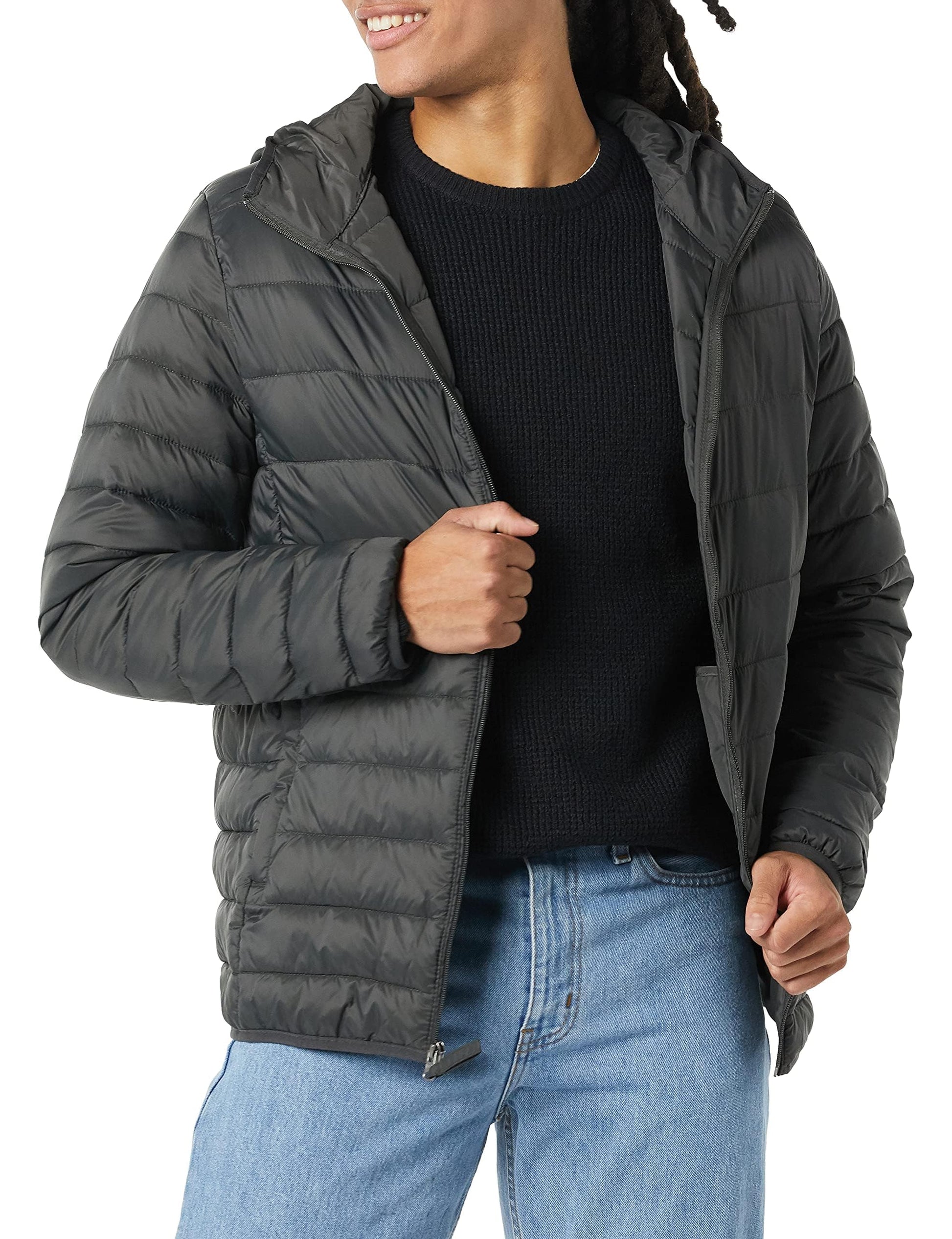 Amazon Essentials Men's Lightweight Water-Resistant Packable Hooded Puffer Jacket