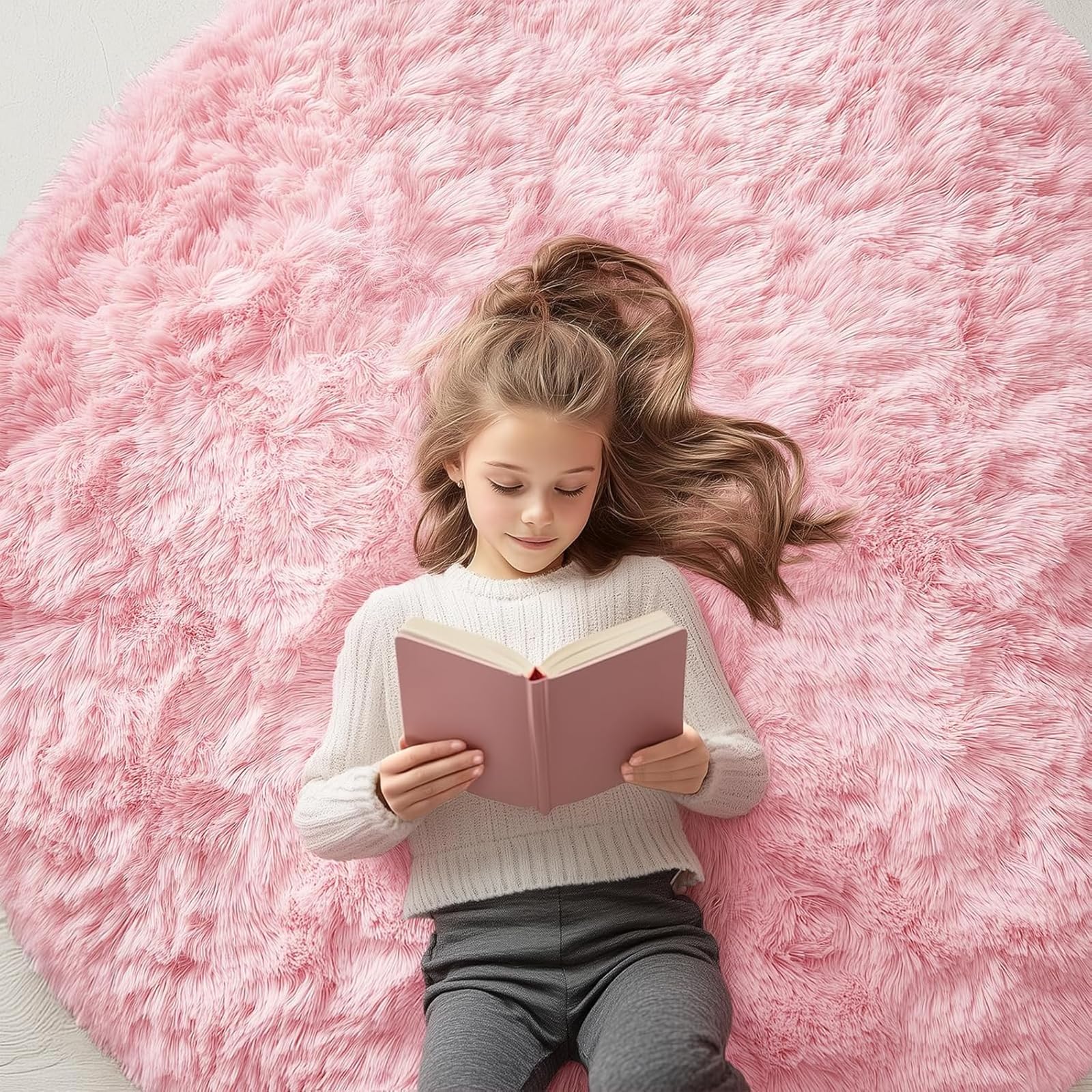 OLANLY Area Rugs for Living Room Bedroom, Machine Washable 4x5.9 ft Soft Fluffy Shaggy Bedside Rug, Indoor Floor Carpet for Kids Girls and Boys, Dorms, Nursery Rooms, Home Decor Aesthetic, Grey