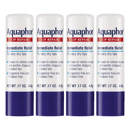 Aquaphor Lip Repair Stick, Moisturizing Lip Balm Pack, Relieves Dryness, 0.17 Oz Stick, Pack of 2
