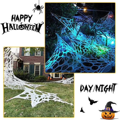 Beef Netting Halloween Spider Webs Decorations,500sqft Stretchy Beef Netting for Halloween Decor, Spooky Spider Web for Haunted House,Decorations Spider Webs Outdoor