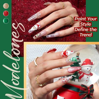 modelones Christmas Gel Nail Polish Set, 6 Colors Cat Eye Red Green Glitter Gold Silver Winter Gel Polish Kit with Magnet Nail Stickers Soak Off Led Nail Art Manicure Salon DIY New Year Holiday Gifts