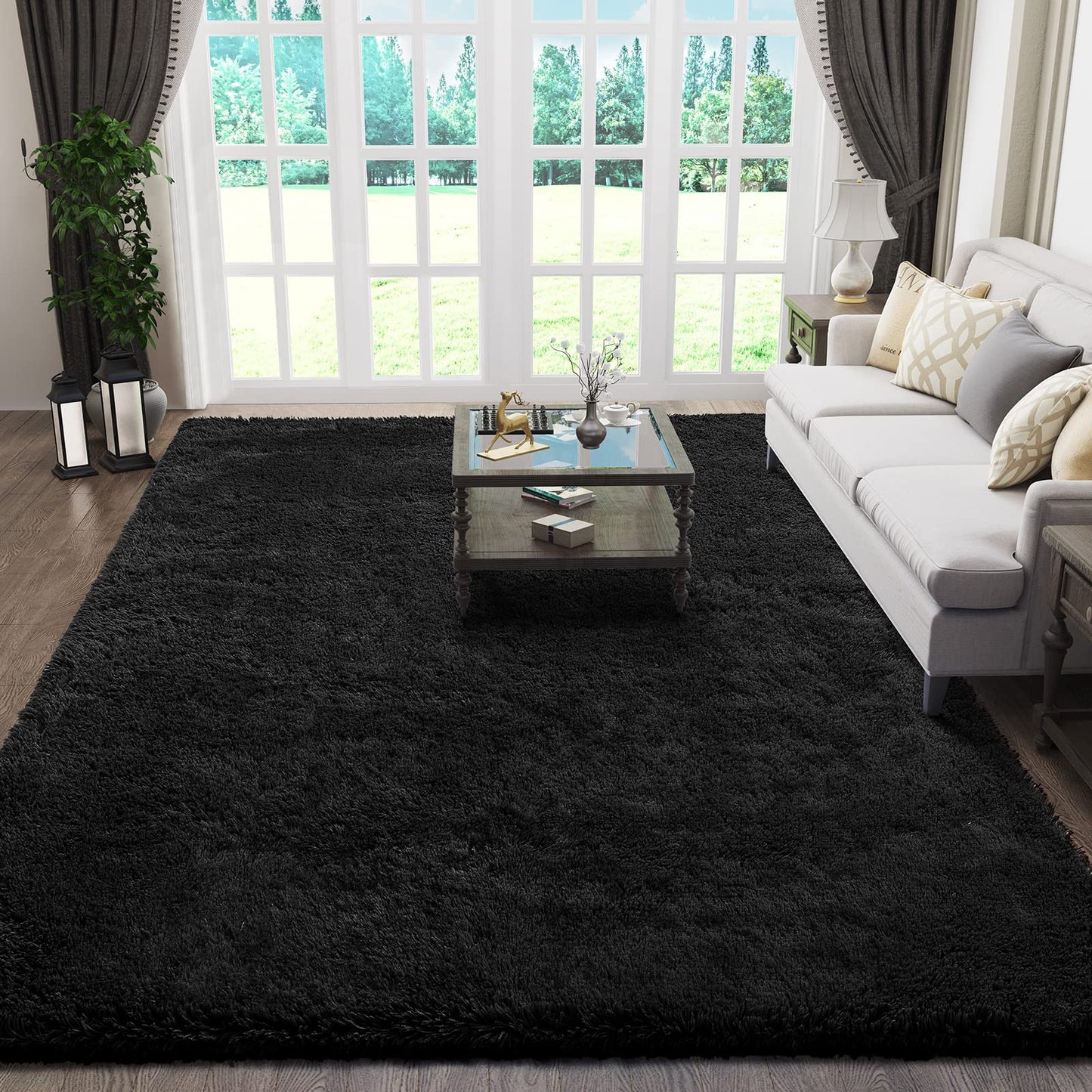 Ophanie Area Rugs for Bedroom Living Room, Grey Fluffy Fuzzy Shag Shaggy Soft Plush Carpet, 4x6 Indoor Floor Gray Rug for Kids Home Dorm Decor Aesthetic
