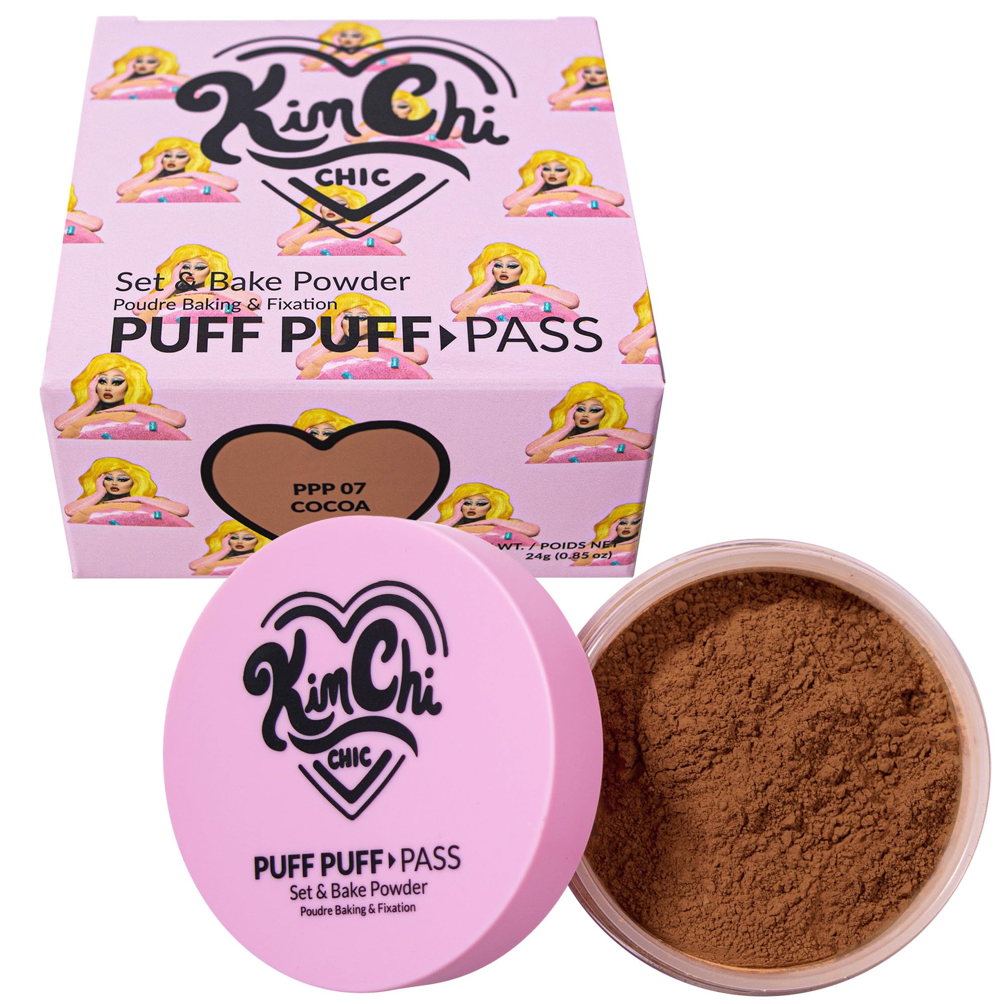 Kimchi Chic Beauty Puff Puff Pass Set and Bake Setting Powder for Makeup, Extra Fluffy Loose Face Powder Poof, Soft Natural Face Makeup for Uneven Skin Tone, 02 Banana