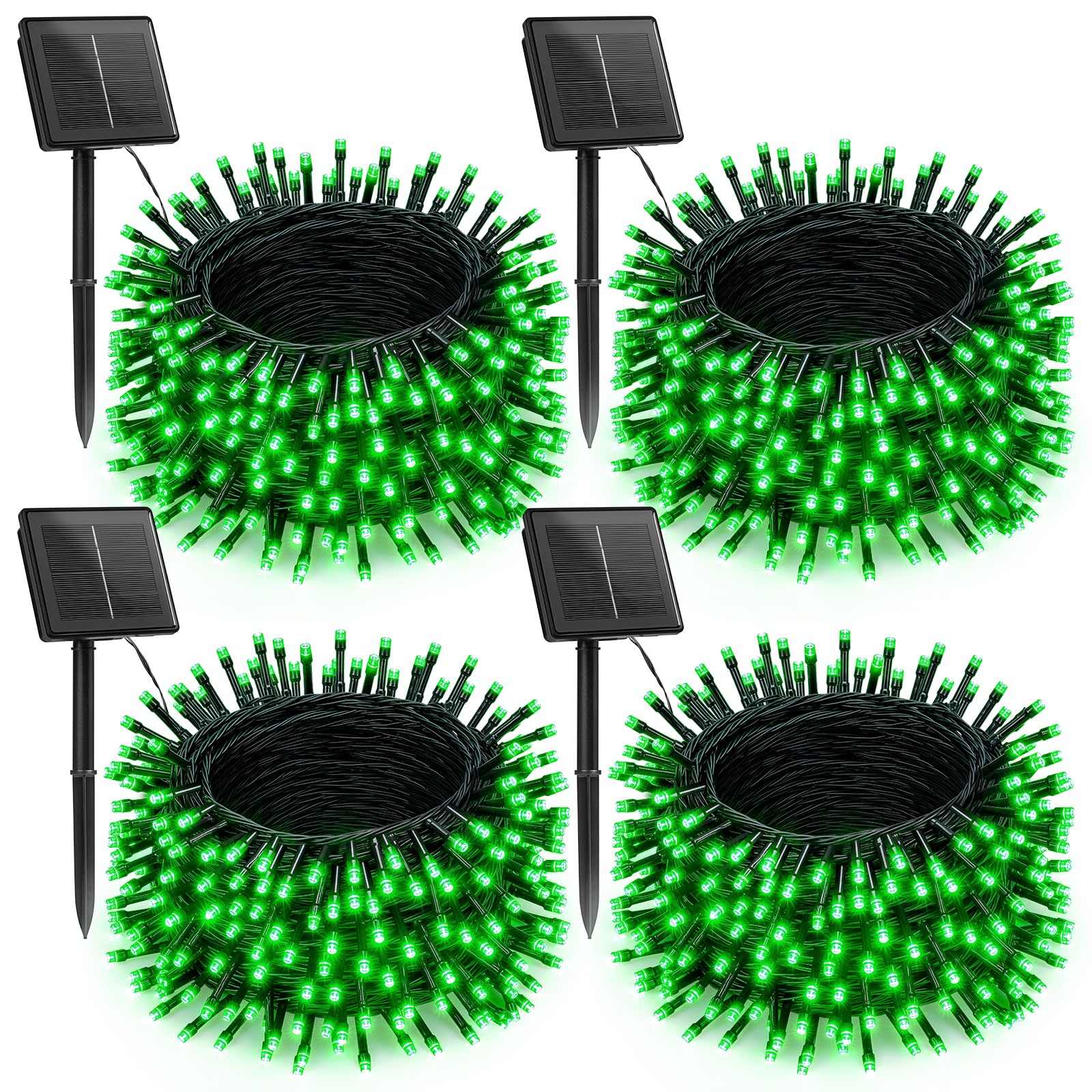 Brightown 4 Pack Solar Christmas Lights Outdoor, Total 184FT 480 LED Solar String Lights Outdoor Waterproof Green Wire with 8 Modes, Solar Fairy Light for Garden Yard Patio Party Decors, Cool White
