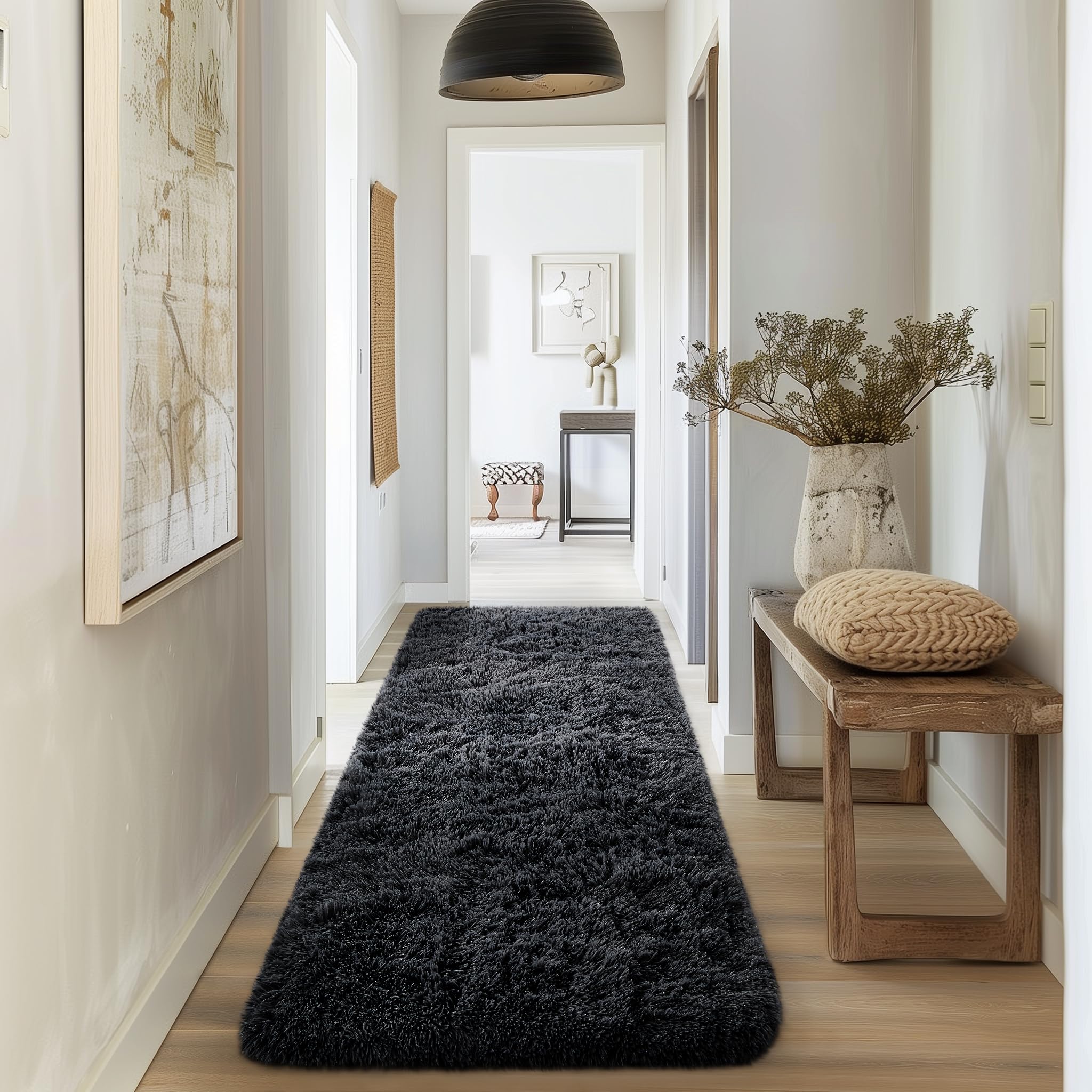 Ophanie Area Rugs for Bedroom Living Room, Grey Fluffy Fuzzy Shag Shaggy Soft Plush Carpet, 4x6 Indoor Floor Gray Rug for Kids Home Dorm Decor Aesthetic