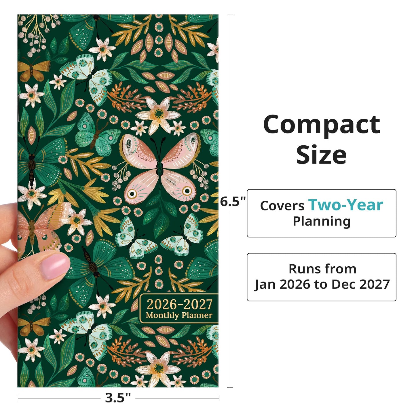 Pocket Calendar 2026-2027 for Purse, Two Year Monthly Planner Pocket Size, Jan 2026 to Dec 2027 Monthly Planner Small Size (6.5" x 3.5") - Wildflowers