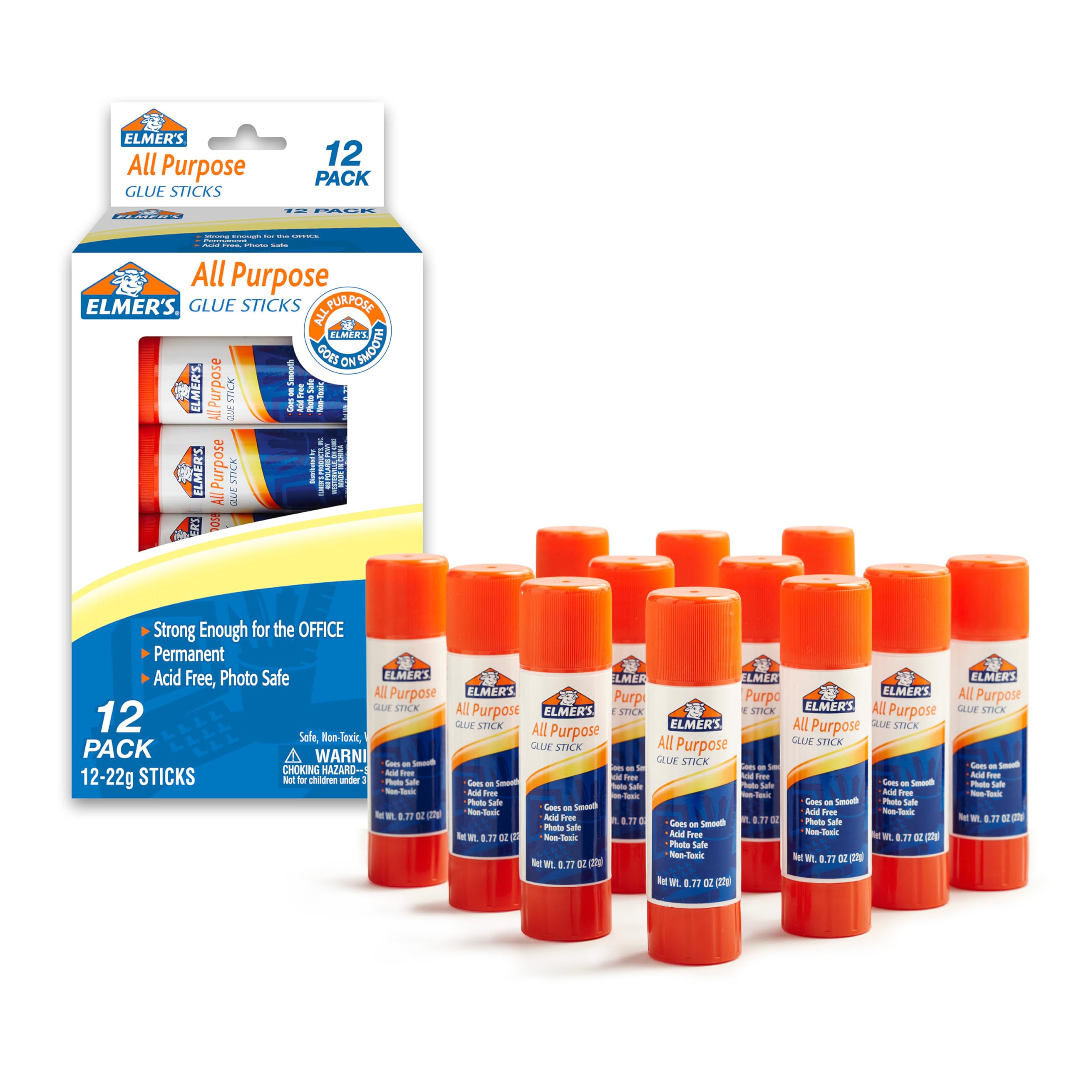 Elmer's All Purpose Glue Sticks, Washable, 22 Grams, 3 Count