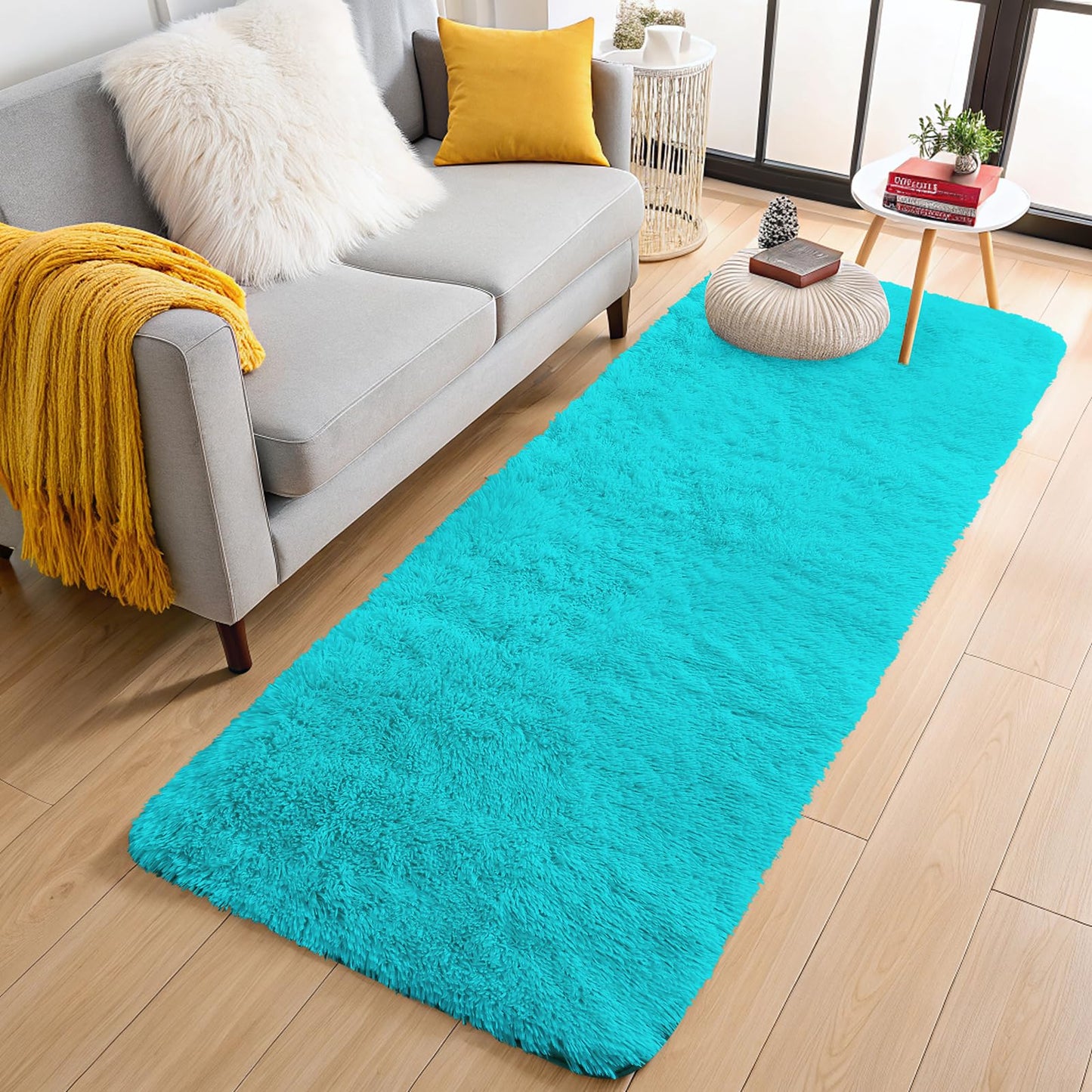 OLANLY Area Rugs for Living Room Bedroom, Machine Washable 4x5.9 ft Soft Fluffy Shaggy Bedside Rug, Indoor Floor Carpet for Kids Girls and Boys, Dorms, Nursery Rooms, Home Decor Aesthetic, Grey