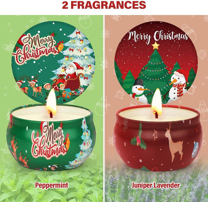 Christmas Candles - Scented Candle Gift Set for Women, 2 Packs 2.5 oz Candles for Home Scented, Stress Relief Aromatherapy Candles for Women, Ideal Christmas Gifts for Friends Mom Coworker Teacher