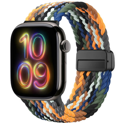 Braided Stretchy Band Compatible with Apple Watch Bands 38mm 40mm 41mm 42mm 44mm 45mm 46mm 49mm Women Men, Soft Nylon Solo Loop Magnetic Sport Strap for iWatch Series 10 9 8 7 6 5 4 3 2 1 SE Ultra