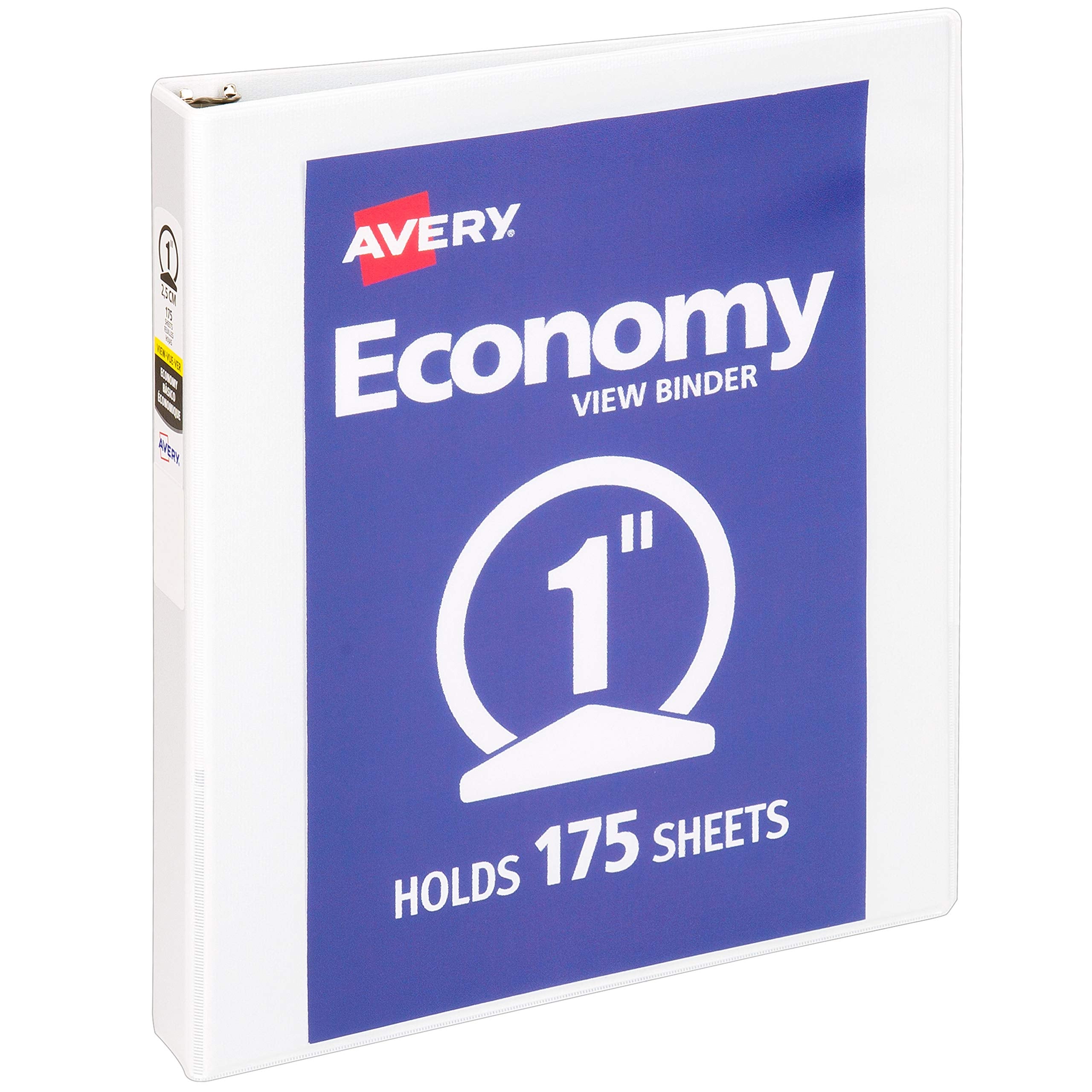 Avery Economy View 3 Ring Binder 1/2 Inch Round Rings, 1 White Binder (05706)