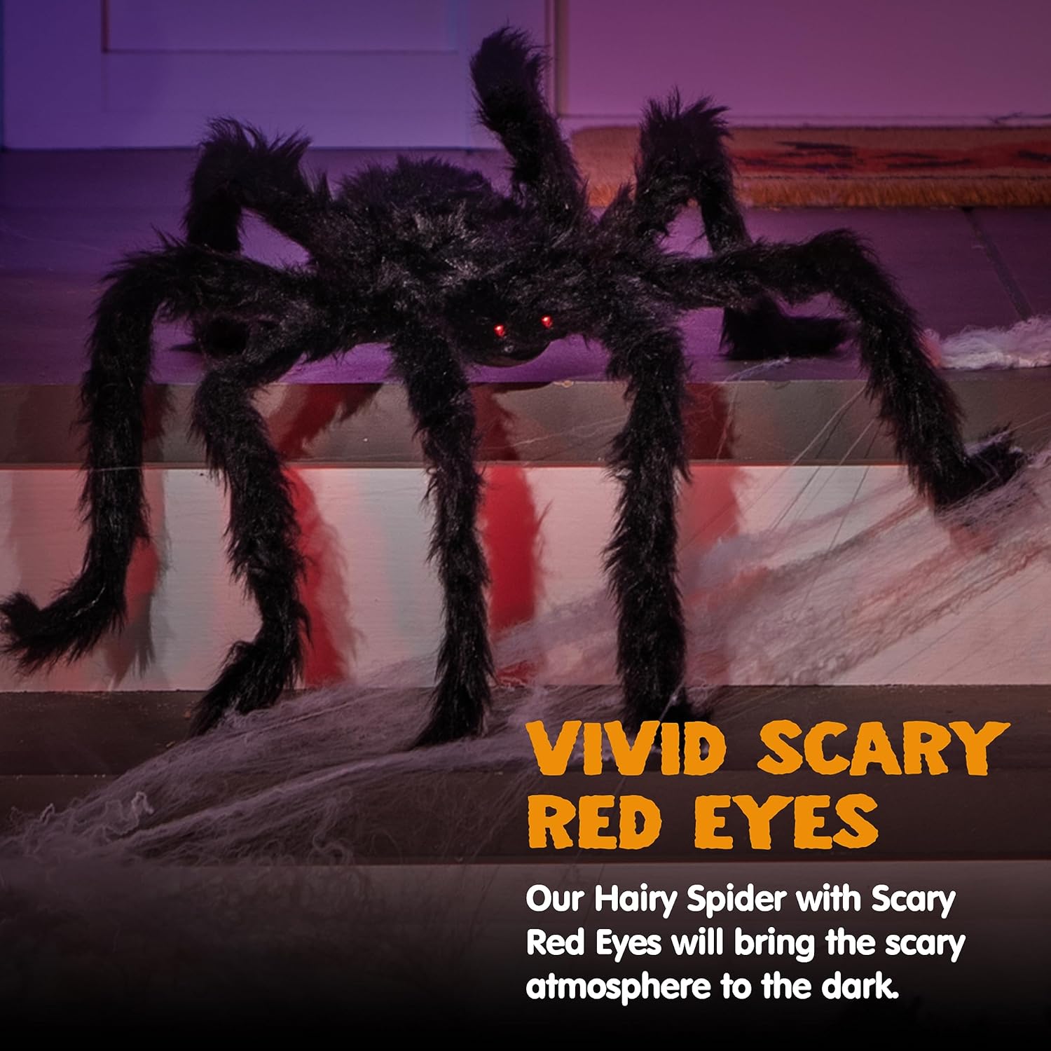 JOYIN 6.5ft Halloween Spider Outdoor Decorations, Scary Giant Large Spider Props for Halloween Outside Decor, Indoor Party Supplies and Yard Lawn Decoration, Black