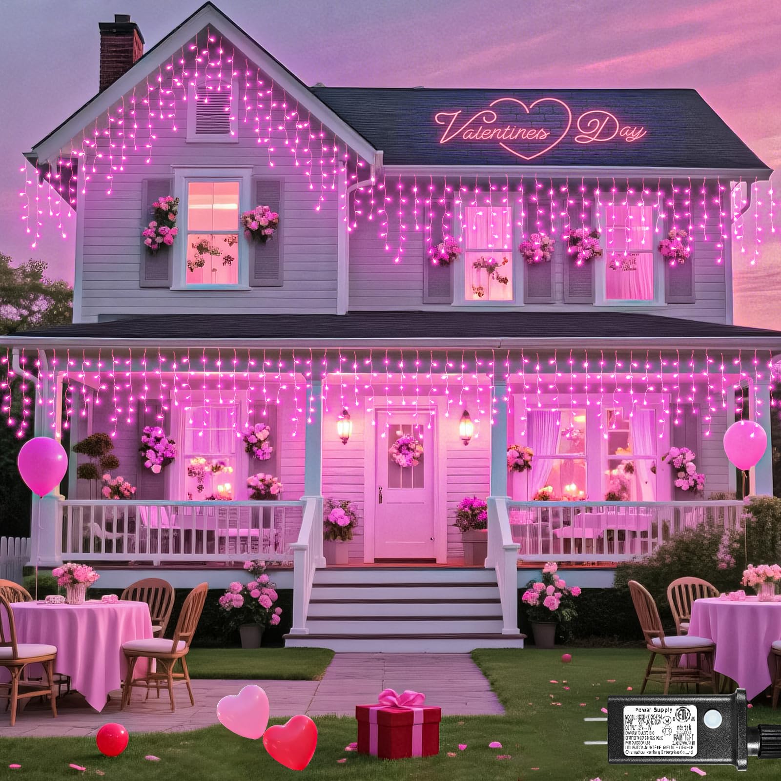 66ft Icicle Lights for Outside - 640 LED Christmas Lights Outdoor with 120 Drops 8 Modes, Plug in Twinkle Light Outside for Holiday Wedding Party Tree Room Indoor Thanksgiving Decoration, Warm White