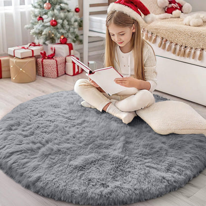 OLANLY Area Rugs for Living Room Bedroom, Machine Washable 4x5.9 ft Soft Fluffy Shaggy Bedside Rug, Indoor Floor Carpet for Kids Girls and Boys, Dorms, Nursery Rooms, Home Decor Aesthetic, Grey