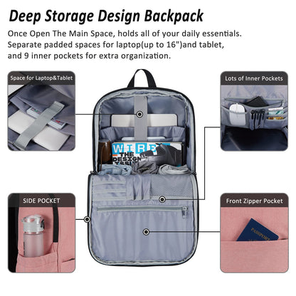 MAXTOP Deep Storage Laptop Backpack with USB Charging Port[Water Resistant] College Computer Bookbag Fits 15 Inch Laptop Black