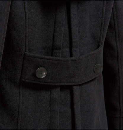 Tanming Women's Warm Double Breasted Wool Pea Coat Trench Coat Jacket with Hood