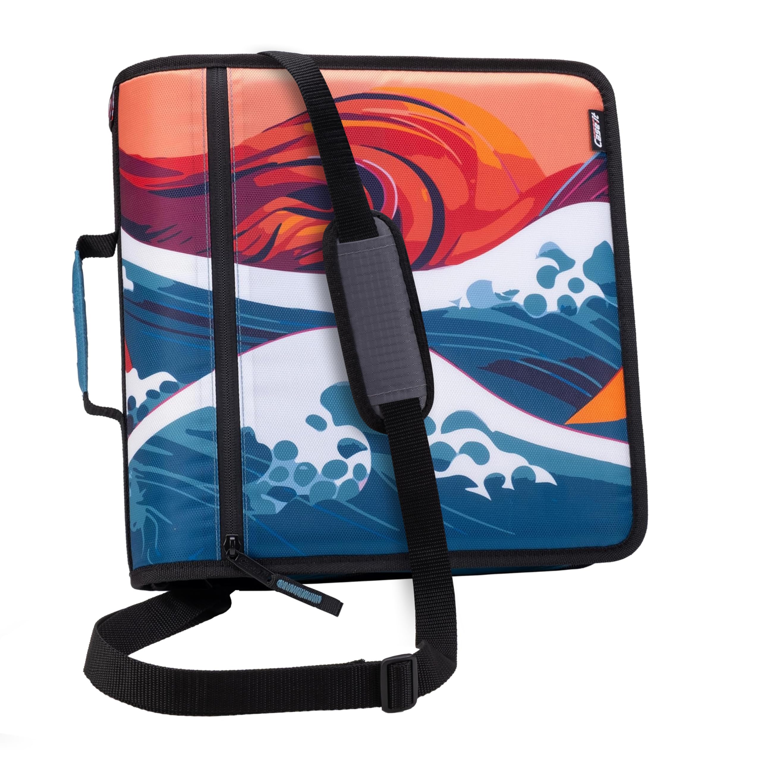 Case-it Mighty Zip Tab School Zipper Binder | 3-Inch O-Rings, 600-Sheet Capacity, 5-Subject Expanding File Folder, Multiple Pockets & Storage Organizer, Shoulder Strap | D-146 Fun Flowers