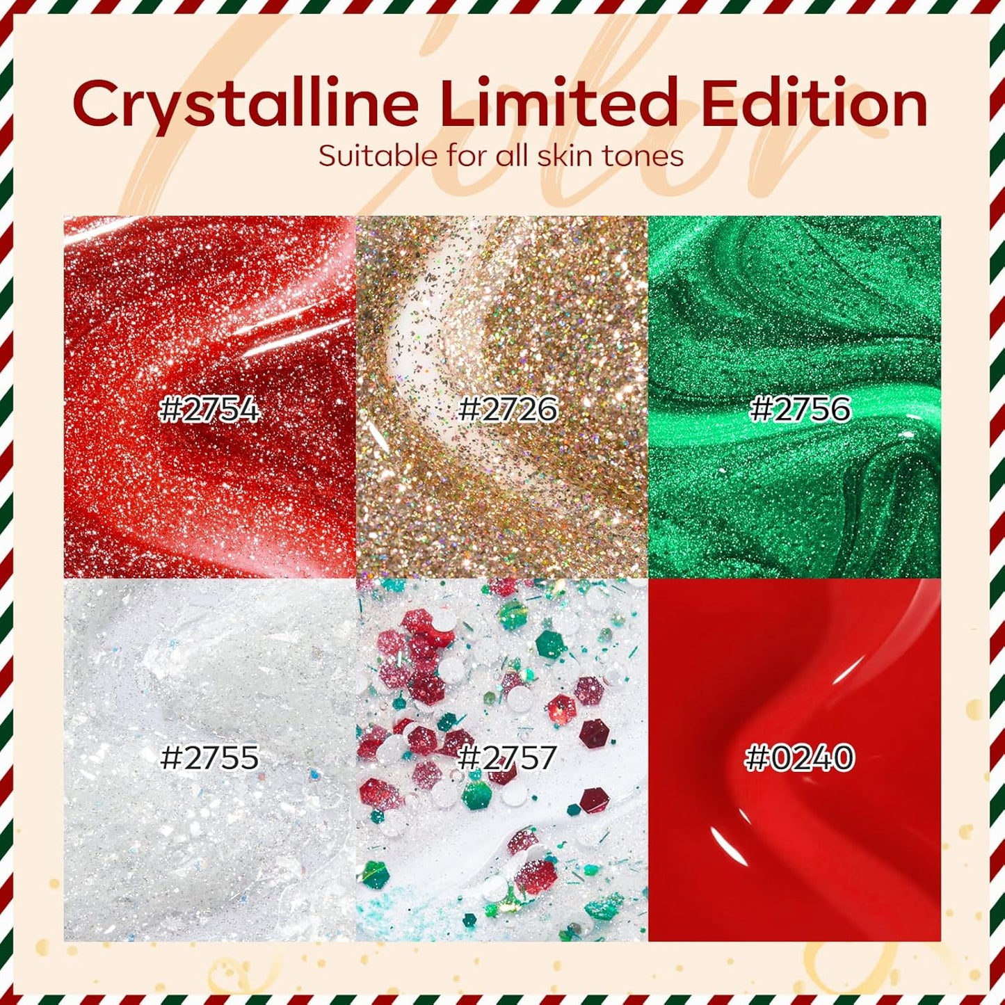 modelones Christmas Gel Nail Polish Set, 6 Colors Cat Eye Red Green Glitter Gold Silver Winter Gel Polish Kit with Magnet Nail Stickers Soak Off Led Nail Art Manicure Salon DIY New Year Holiday Gifts