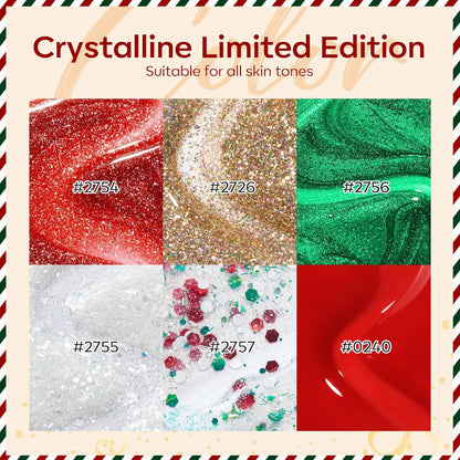 modelones Christmas Gel Nail Polish Set, 6 Colors Cat Eye Red Green Glitter Gold Silver Winter Gel Polish Kit with Magnet Nail Stickers Soak Off Led Nail Art Manicure Salon DIY New Year Holiday Gifts
