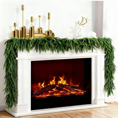 4 Pack Christmas Norfolk Pine Garlands 6FT, Real Touch Artificial Greenery Garland – Full Evergreen Pine Garland for Mantle, Fireplace, Table, Wall, Stairs & Outdoor Holiday Décor