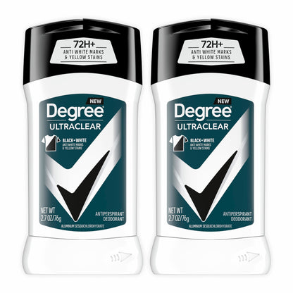 Degree Men UltraClear Antiperspirant Deodorant Black + White 72-Hour Sweat & Odor Protection Antiperspirant For Men With MotionSense Technology 2.7 Ounce (Pack of 4)