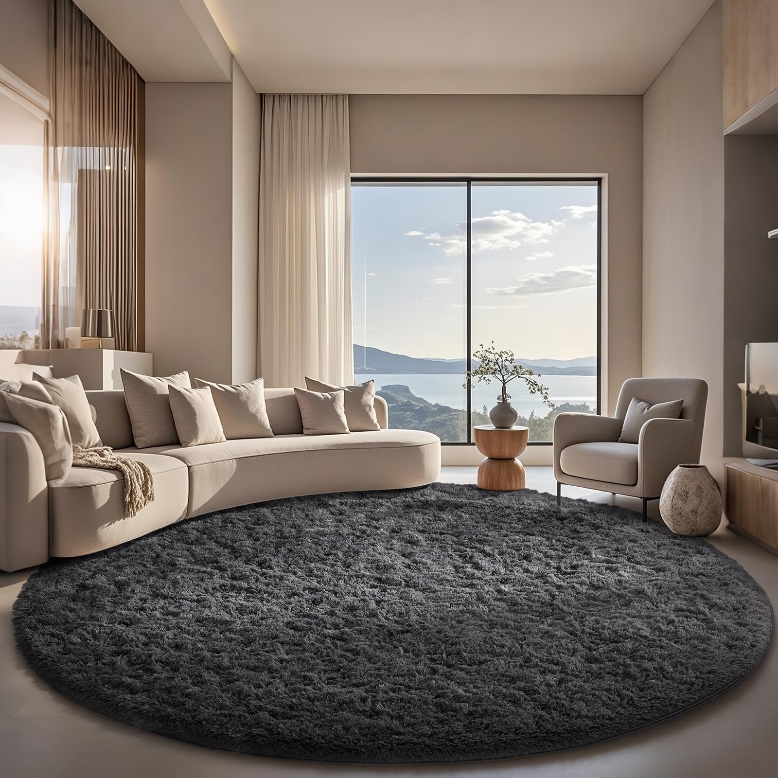Ophanie Area Rugs for Bedroom Living Room, Grey Fluffy Fuzzy Shag Shaggy Soft Plush Carpet, 4x6 Indoor Floor Gray Rug for Kids Home Dorm Decor Aesthetic