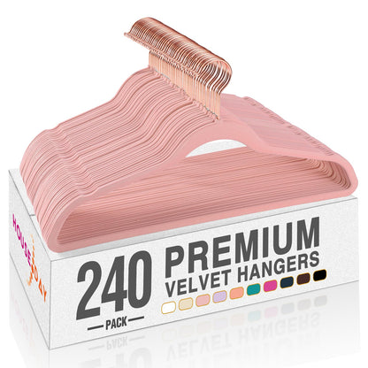 HOUSE DAY Black Velvet Hangers 60 Pack, Non Slip Clothes Felt Hanger Heavy Duty for Coat, Premium Slim Space Saving Suit Hangers for Closet Organizer, 360° Rotating Silver Hook