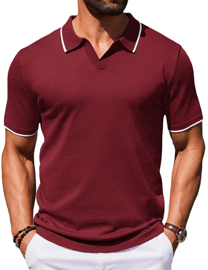 COOFANDY Mens Polo Shirts Short Sleeve Casual Knit Polo Shirt Vintage Golf T Shirts Old Money Tops