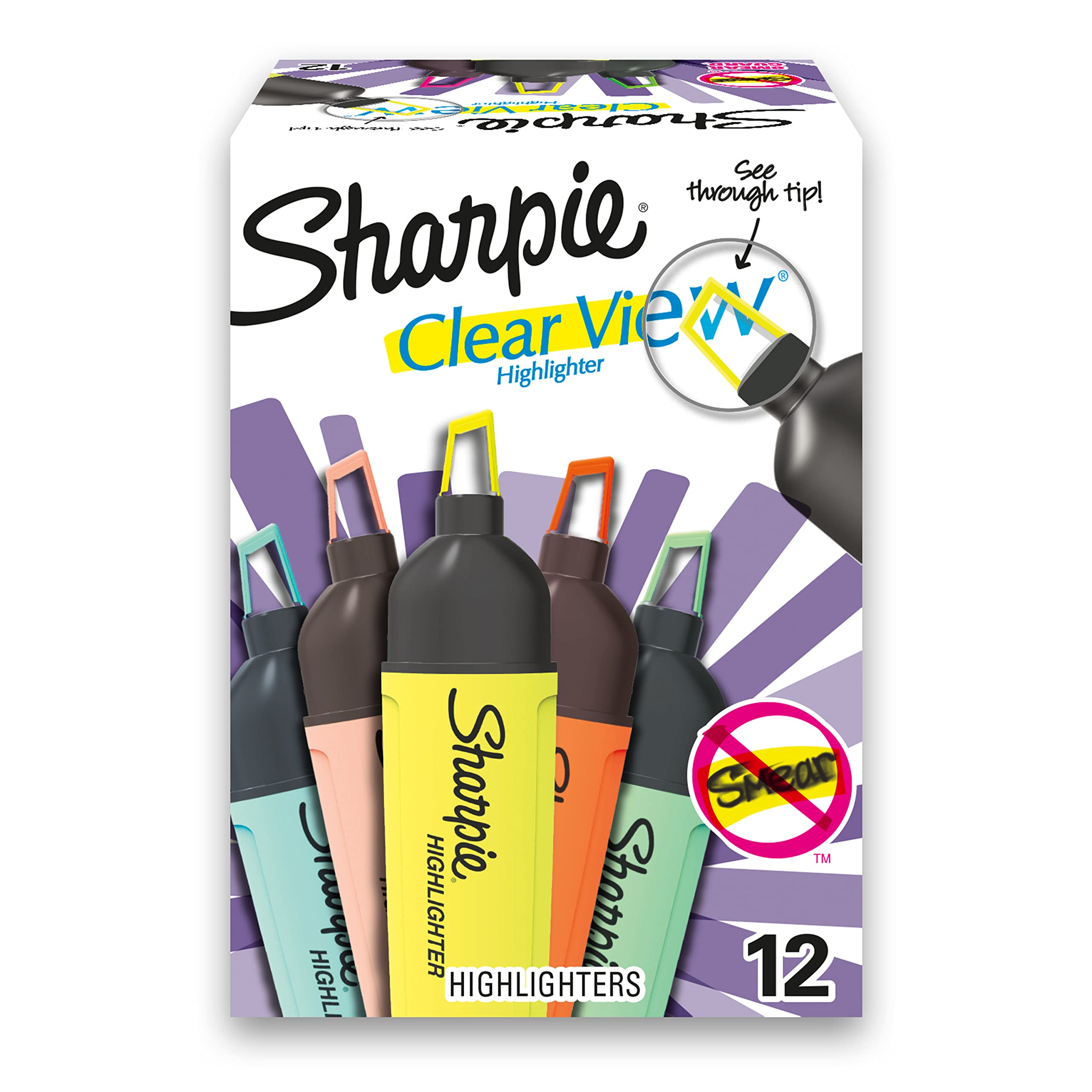 SHARPIE Clear View Highlighter Chisel Tip Fluorescent And Pastel Highlighters See Through Tip Highlighter Marker Set Tank Assorted Colors 8 Count