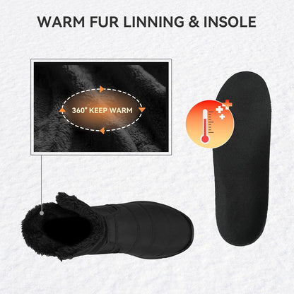 Women's Winter Snow Boots Wide Waterproof Warm Fur Lined Slip on Ankle Booties Orthopedic Boots Outdoor Insulated Winter Shoes