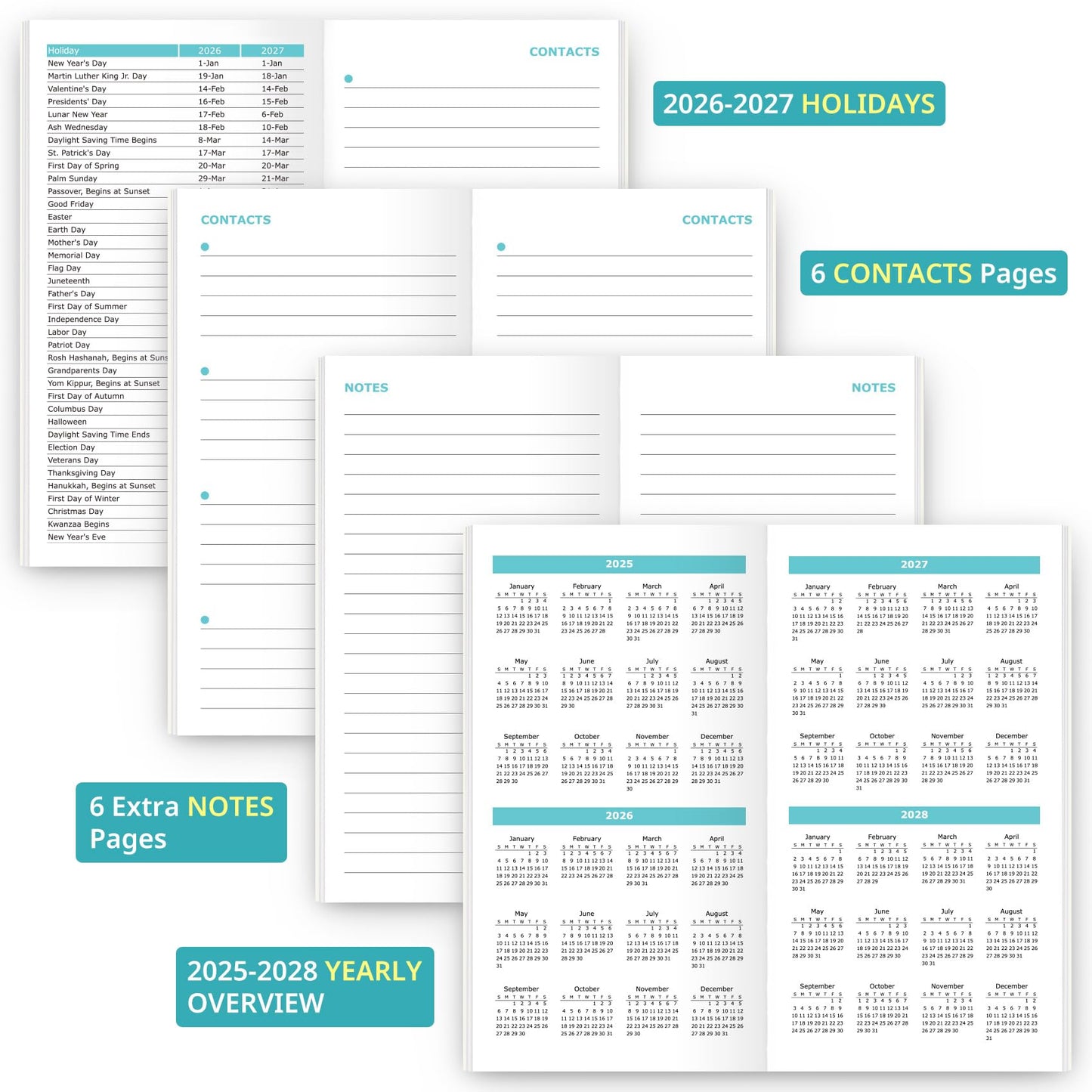 Pocket Calendar 2026-2027 for Purse, Two Year Monthly Planner Pocket Size, Jan 2026 to Dec 2027 Monthly Planner Small Size (6.5" x 3.5") - Wildflowers