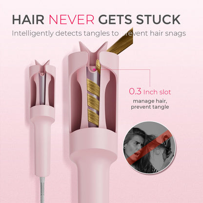 TYMO Automatic Rotating Curling Iron - TYMO CURLPRO Beach Waves Curling Wand, Portable Hair Curler, 500 Million Ionic, Dual Voltage & Lightweight for Travel, Ceramic Coating, 1 1/4 Inch, Metallic Gray