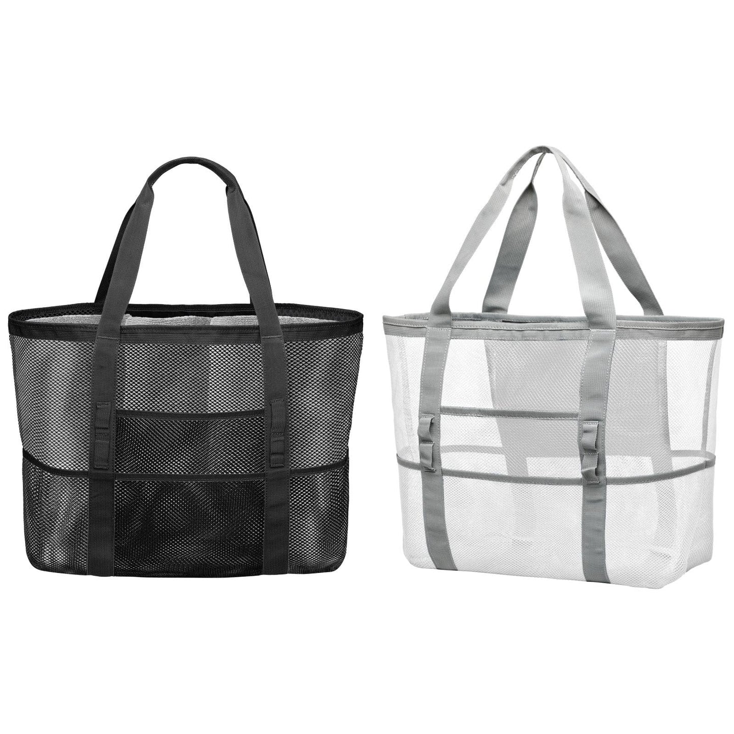 F-color Mesh Beach Bag Family - 9 Pockets Large Beach Tote for Cruise Vacation Essentials