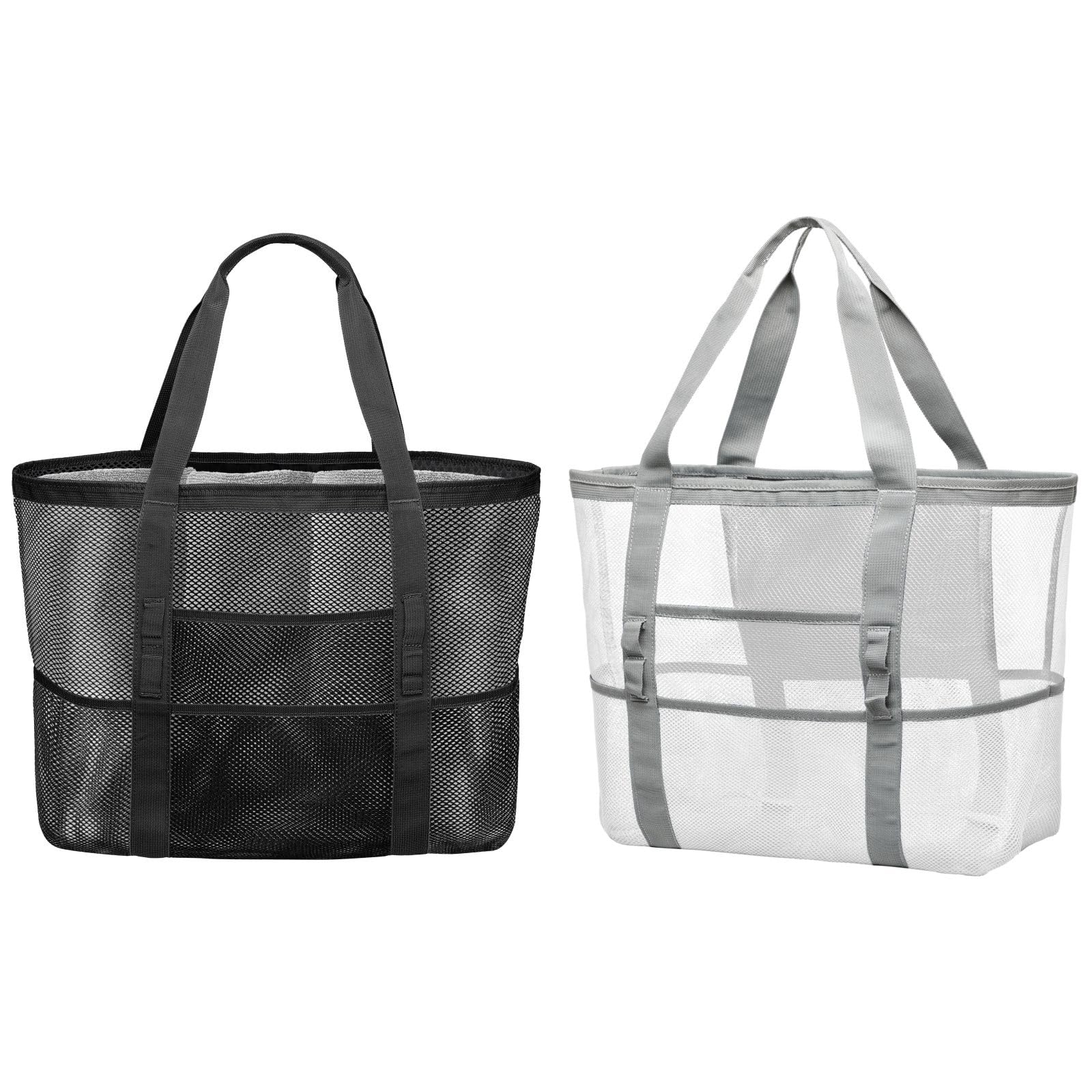 F-color Mesh Beach Bag Family - 9 Pockets Large Beach Tote for Cruise Vacation Essentials