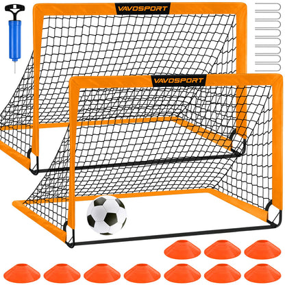 Kids Soccer Goals for Backyard Set - 2 of 4' x 3' Portable Soccer Goal Training Equipment, Pop Up Toddler Soccer Net with Soccer Ball, Soccer Set for Kids and Youth Games, Sports