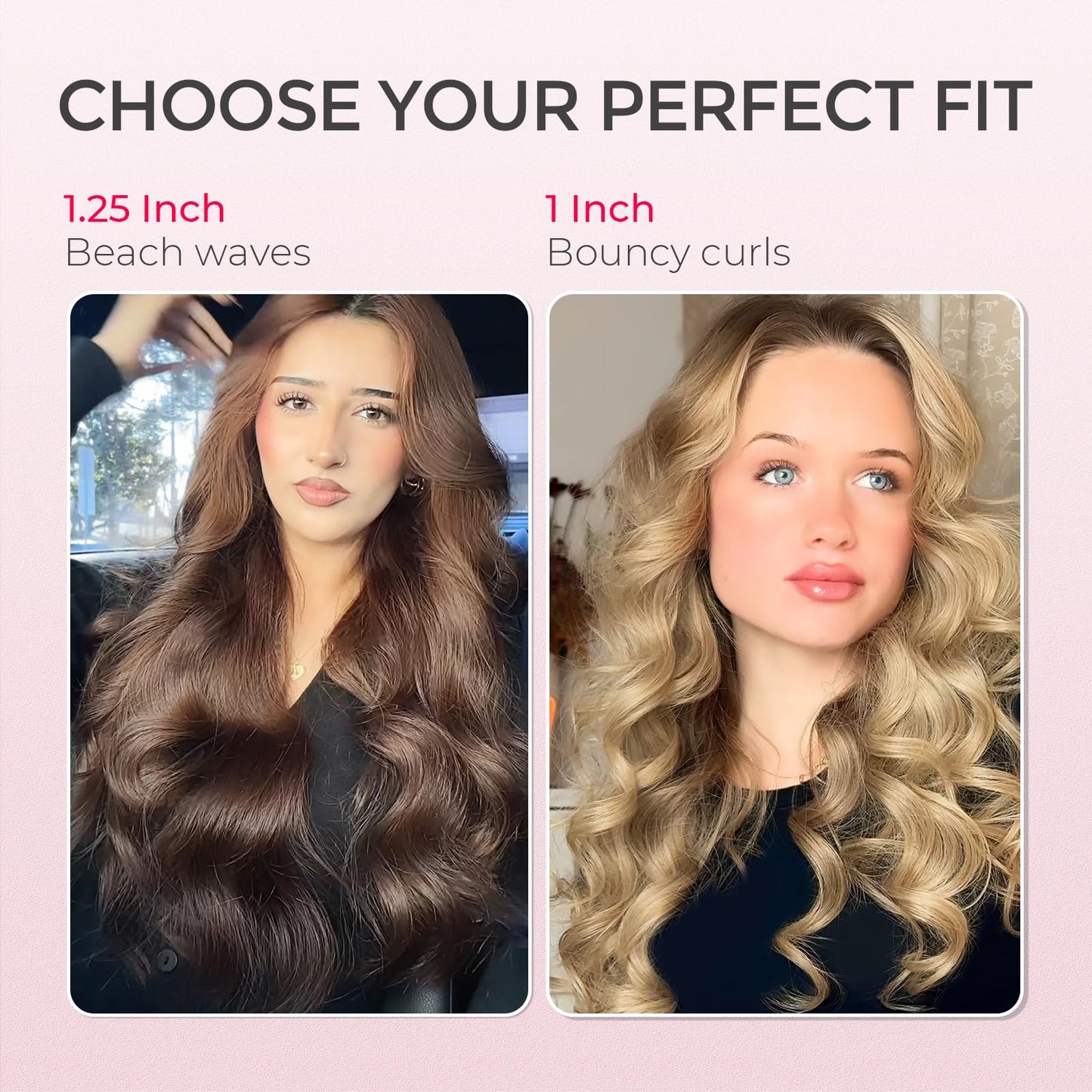 TYMO Automatic Rotating Curling Iron - TYMO CURLPRO Beach Waves Curling Wand, Portable Hair Curler, 500 Million Ionic, Dual Voltage & Lightweight for Travel, Ceramic Coating, 1 1/4 Inch, Metallic Gray