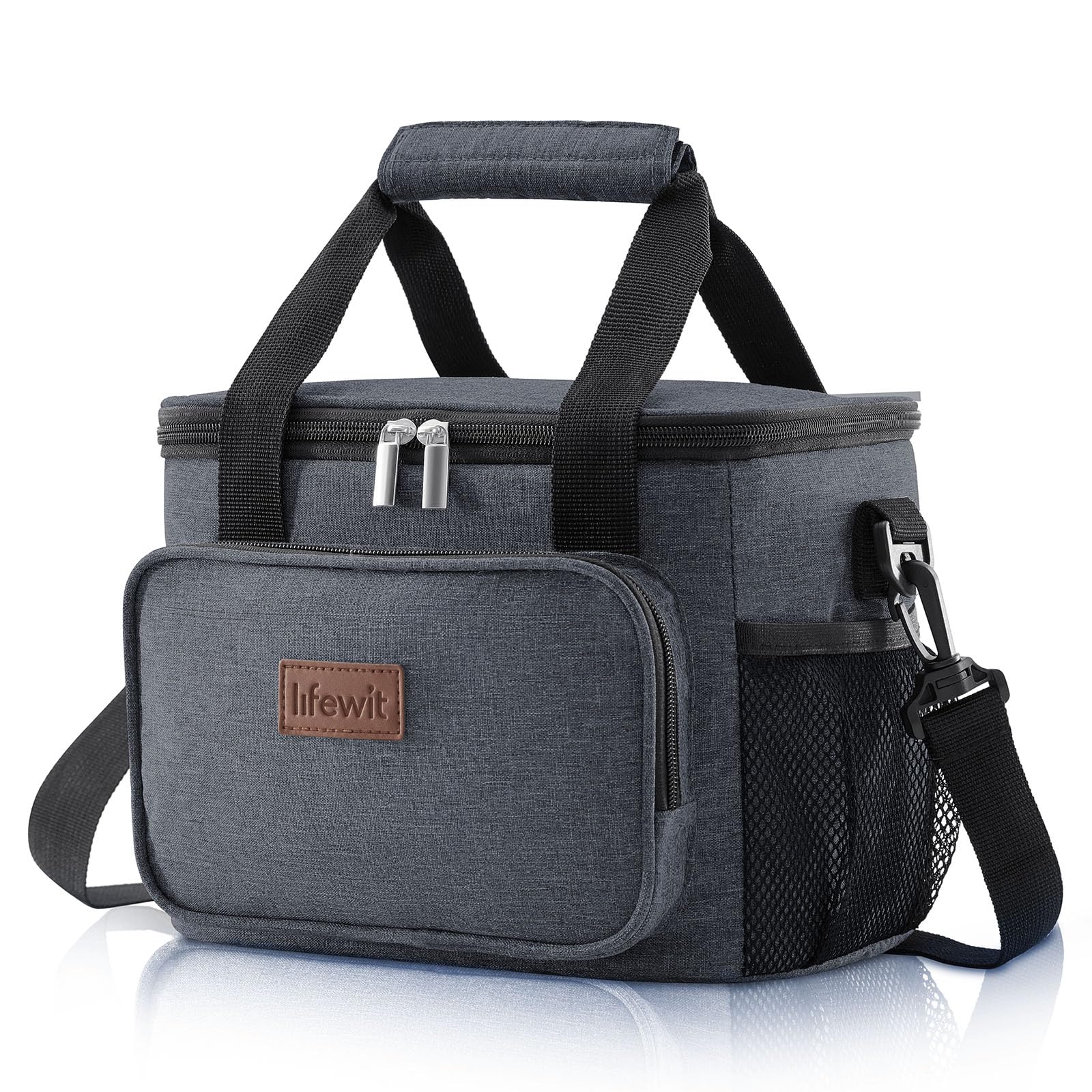 Lifewit Medium Lunch Bag Insulated Lunch Box Soft Cooler Cooling Tote for Adult Men Women, Black 12-Can (9L)