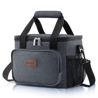 Lifewit Medium Lunch Bag Insulated Lunch Box Soft Cooler Cooling Tote for Adult Men Women, Black 12-Can (9L)