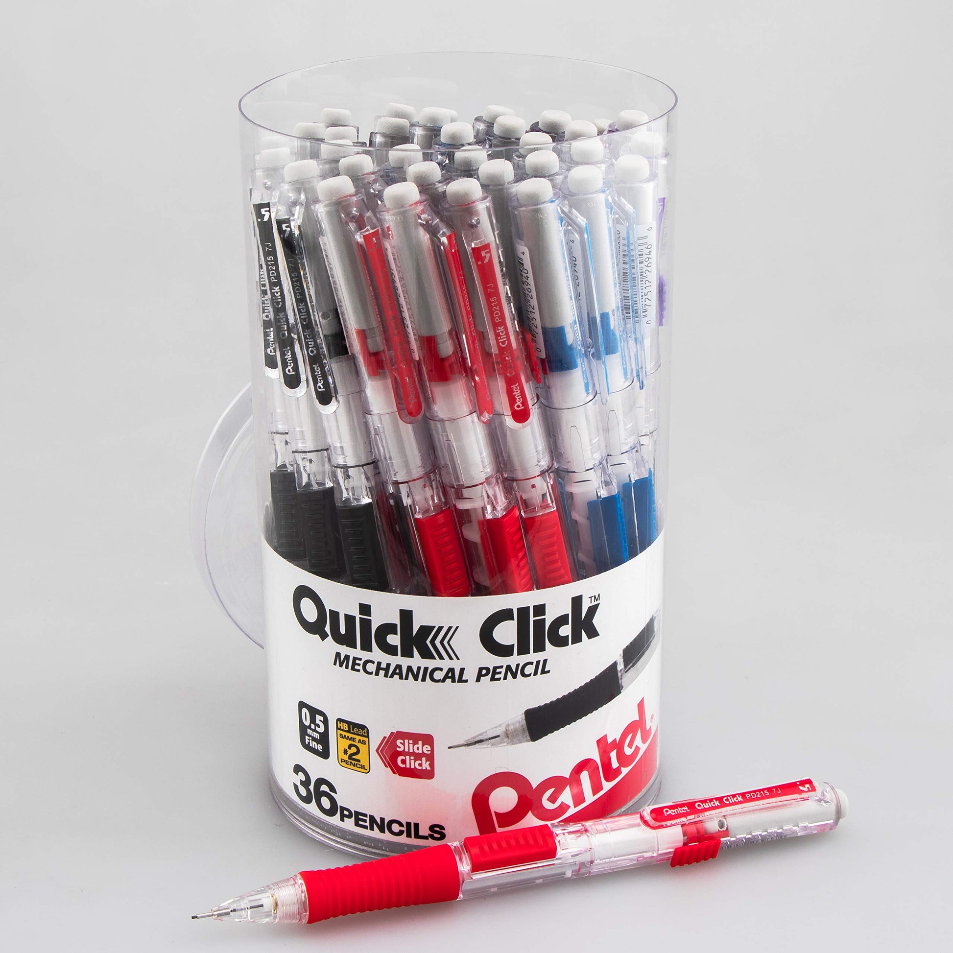 Pentel Quick Click Mechanical Pencil, (0.7mm), Medium, Gray Barrel, Box of 12 Pencils (PD217N)