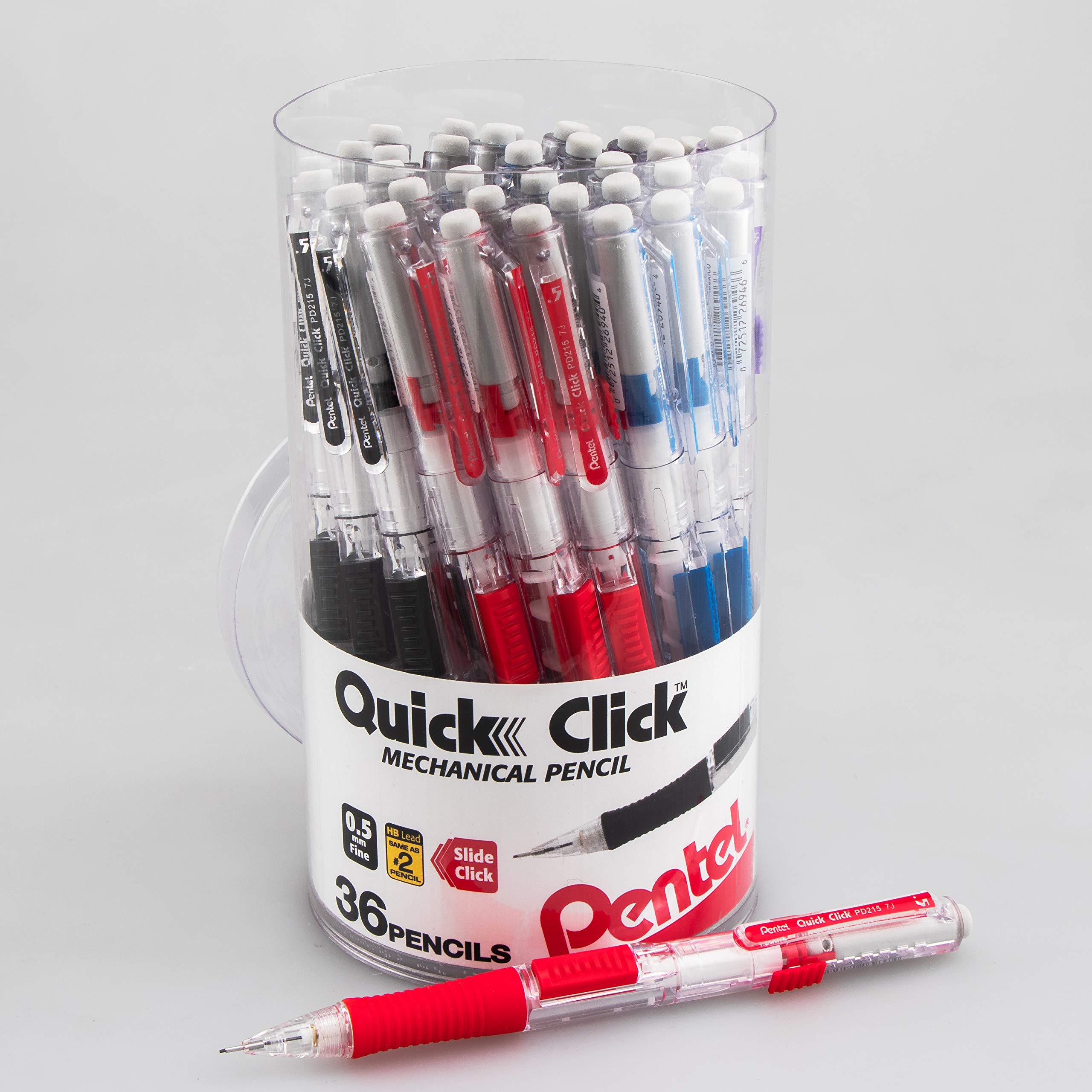Pentel Quick Click Mechanical Pencil, (0.7mm), Medium, Gray Barrel, Box of 12 Pencils (PD217N)