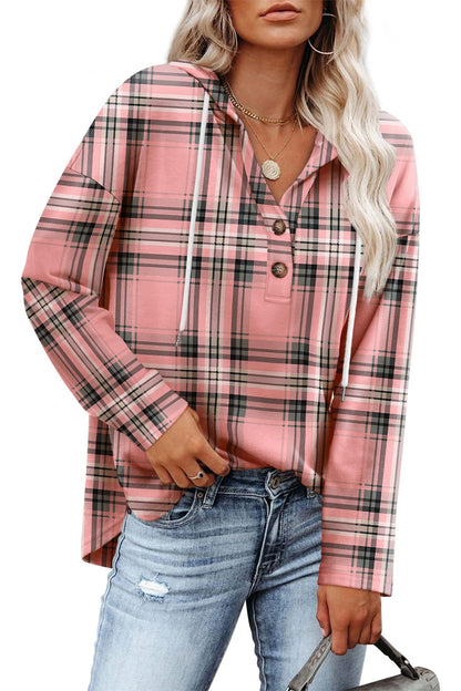 RUMIA Womens Tops V Neck Button Sweatshirt for Women Pullover Long SLeeve Shirts Fall Outfits 2025 Loose Fit S-3XL