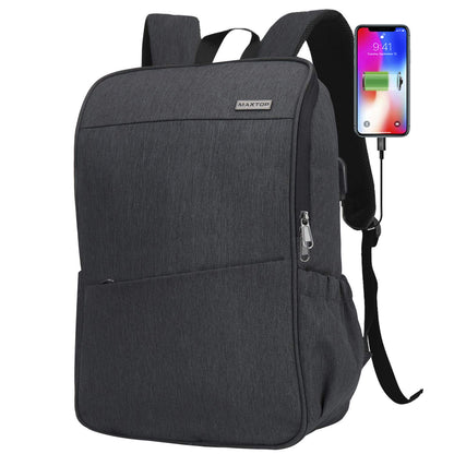 MAXTOP Deep Storage Laptop Backpack with USB Charging Port[Water Resistant] College Computer Bookbag Fits 15 Inch Laptop Black