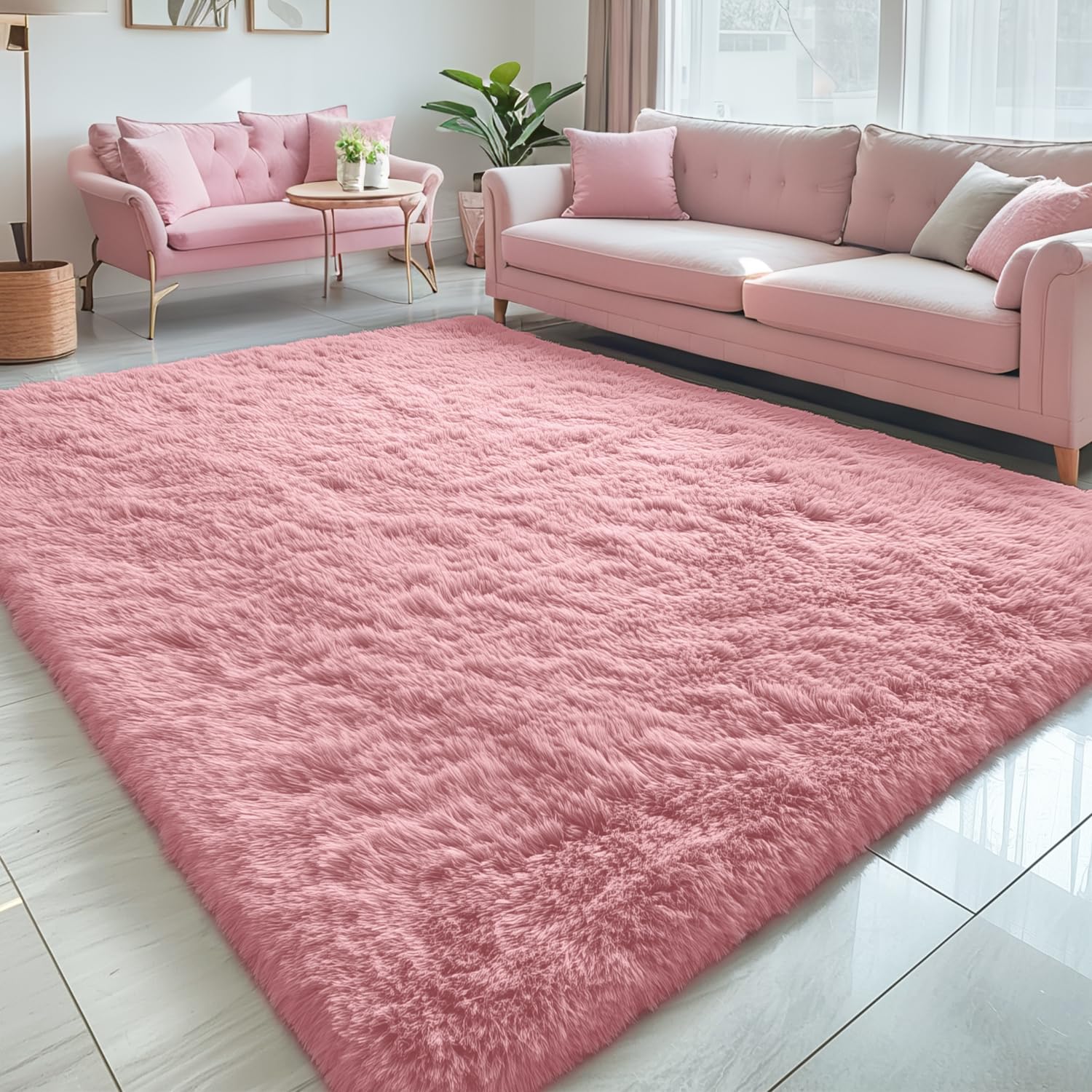 OLANLY Area Rugs for Living Room Bedroom, Machine Washable 4x5.9 ft Soft Fluffy Shaggy Bedside Rug, Indoor Floor Carpet for Kids Girls and Boys, Dorms, Nursery Rooms, Home Decor Aesthetic, Grey