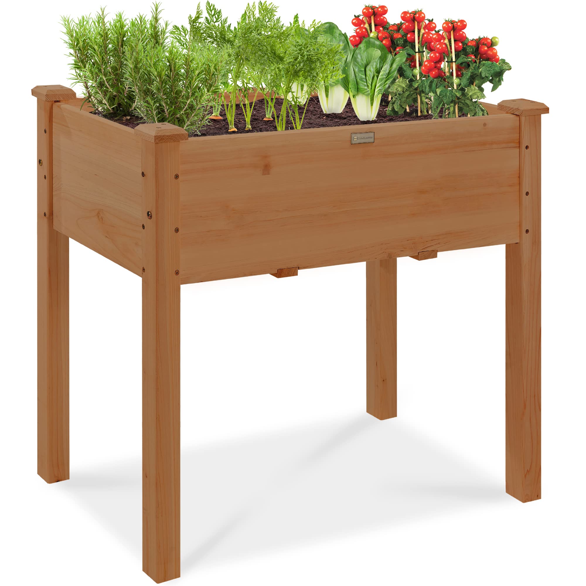 Best Choice Products 72x24x30in Raised Garden Bed, Elevated Wood Planter Box Stand for Backyard, Patio, Balcony w/Divider Panel, 6 Legs, 300lb Capacity - Acorn Brown