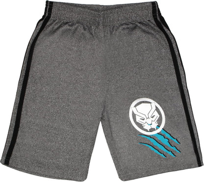 Marvel Avengers Spider-Man Black Panther Miles Morales Boys Superhero Short Sleeve T-Shirt, Tank Top and Mesh Shorts Set