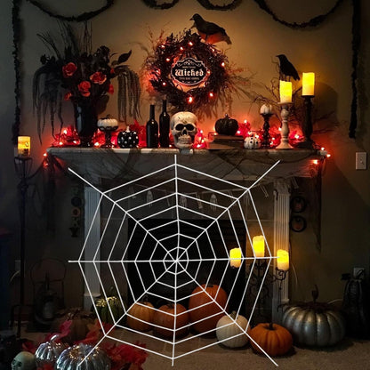 Spider Web Decoration 4.9ft White Coils Fake Spider Webs Scary Hanging Spiderweb for House Outdoor Indoor Decor Halloween Party Cobwebs Favors Supplies