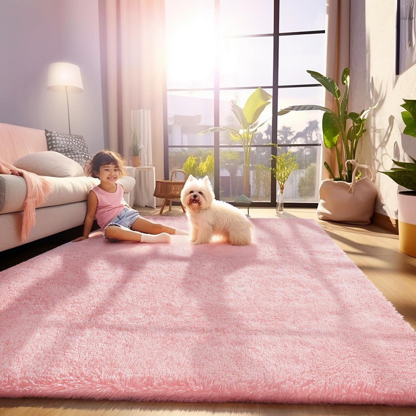 Ophanie Area Rugs for Bedroom Living Room, Grey Fluffy Fuzzy Shag Shaggy Soft Plush Carpet, 4x6 Indoor Floor Gray Rug for Kids Home Dorm Decor Aesthetic