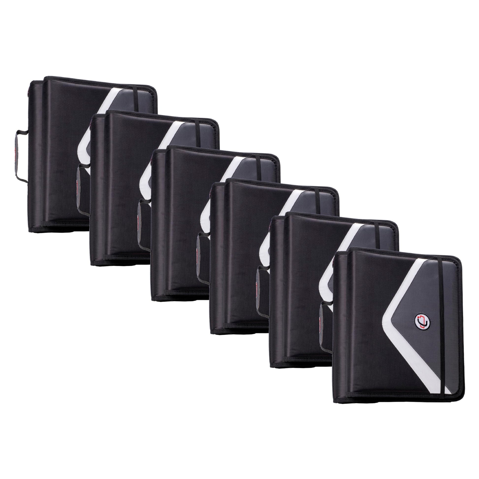 Case-It 2 Inch 3 D-Ring Zipper Binder with Padded Laptop Case Workstation, Shoulder Strap, LT-117, Black