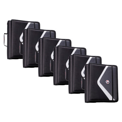 Case-It 2 Inch 3 D-Ring Zipper Binder with Padded Laptop Case Workstation, Shoulder Strap, LT-117, Black